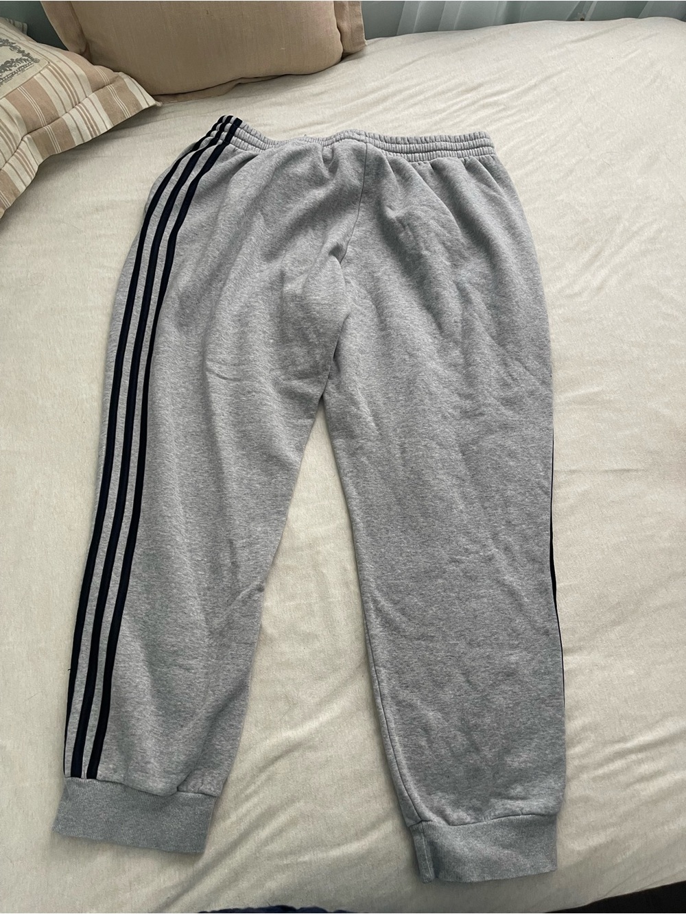 adidas Grey Jogger Pants with Black Three-Stripes